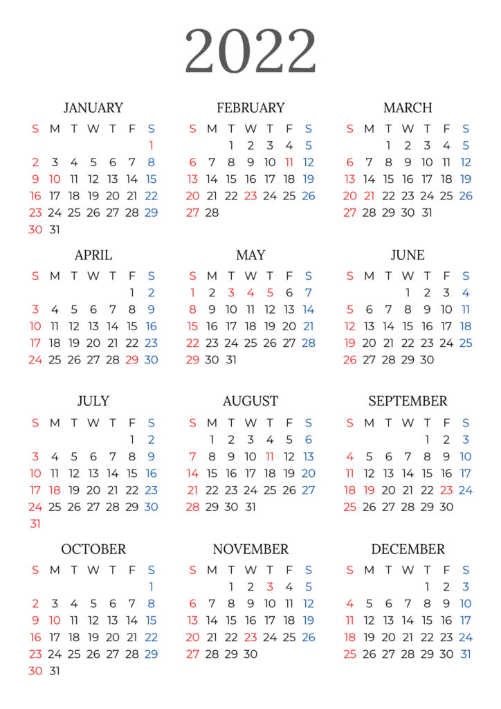22年 令和4年 カレンダーを無料ダウンロード シンプルなテンプレート Jpeg Pdf なので印刷にも便利